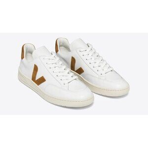 Veja V-12 White Leather Men's Size 9  Sneaker EU 42 Camel EUC